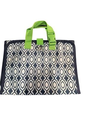 Thirty-One travel organizer bag Navy Perfect Pendant Lime Lining NWOT